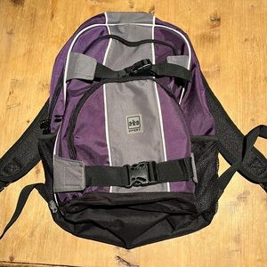 a•k•a SPORT Backpack purple & black lots of storage EUC school camping working